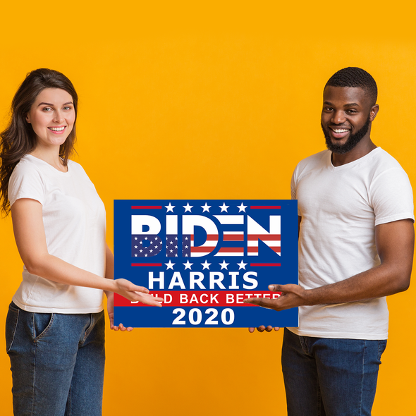 Joe Biden Harris for President 2020 Yard Sign 18x12", Build Back Better Political Campaign Election Blue Lawn Sign with Metal Stakes, 2-Sided Print Corrugated Plastic Banner for Outdoors Patio Garden