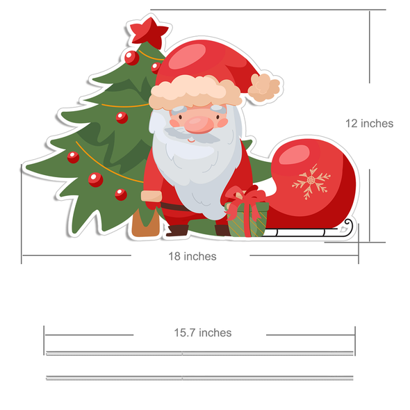 Christmas Decorations Yard Sign, Santa Claus Tree for Xmas Ornaments, Holiday Decor Outside Display Lawn Sign 18x12 inches, Party Banner with Stakes for Outdoor Patio Garden, Home Gift Present Idea