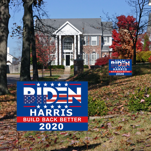 Joe Biden Harris for President 2020 Yard Sign 18x12", Build Back Better Political Campaign Election Blue Lawn Sign with Metal Stakes, 2-Sided Print Corrugated Plastic Banner for Outdoors Patio Garden