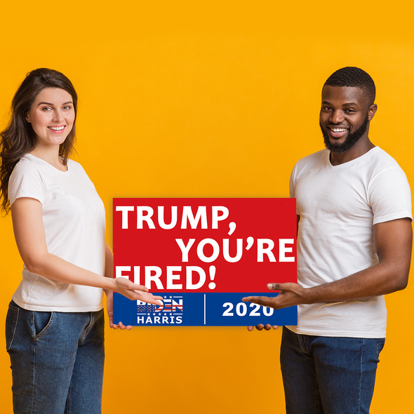 Trump You're Fired Yard Sign 18x12", Joe Biden Harris for President 2020 Election Political Campaign Blue Red Lawn Sign with Metal Stakes, 2-Sided Print Corrugated Plastic Banner for Outdoors Patio