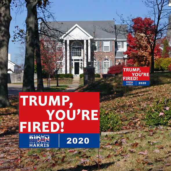 Trump You're Fired Yard Sign 18x12", Joe Biden Harris for President 2020 Election Political Campaign Blue Red Lawn Sign with Metal Stakes, 2-Sided Print Corrugated Plastic Banner for Outdoors Patio