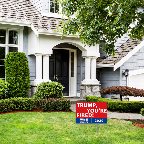 Trump You're Fired Yard Sign 18x12", Joe Biden Harris for President 2020 Election Political Campaign Blue Red Lawn Sign with Metal Stakes, 2-Sided Print Corrugated Plastic Banner for Outdoors Patio