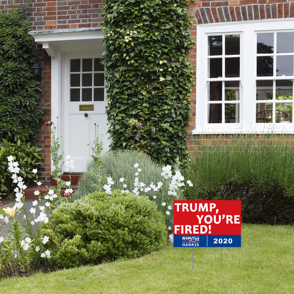 Trump You're Fired Yard Sign 18x12", Joe Biden Harris for President 2020 Election Political Campaign Blue Red Lawn Sign with Metal Stakes, 2-Sided Print Corrugated Plastic Banner for Outdoors Patio