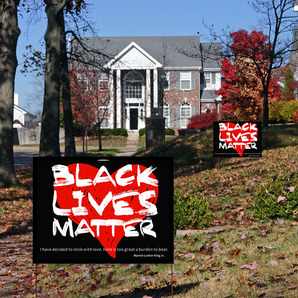 Black Lives Matter Yard Sign, 18x12 Inch We Believe Anti-Racism BLM Movement Martin Luther King Quote Political Lawn Sign, 2-Sided Weatherproof Corrugated Plastic with Metal H Stake for Patio Garden