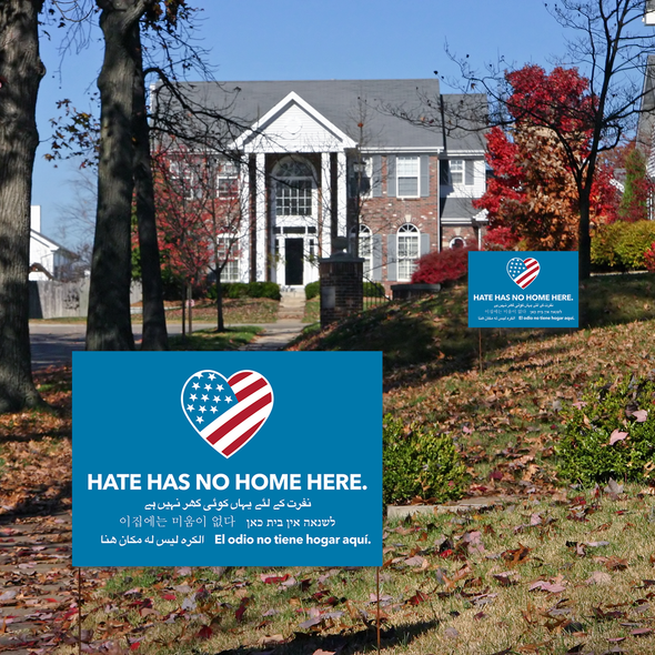 Hate Has No Home Here Yard Sign, We Believe Black Lives Matter BLM Lawn Sign, 18x12inches Double Sided UV Print Water Wind Tear Resistant Corrugated Plastic Banner with Metal H Stake for Patio Garden