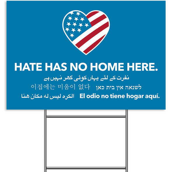 Hate Has No Home Here Yard Sign, We Believe Black Lives Matter BLM Lawn Sign, 18x12inches Double Sided UV Print Water Wind Tear Resistant Corrugated Plastic Banner with Metal H Stake for Patio Garden