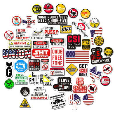 Hard Hat Stickers Big 50 PCS, Funny Sticker for Tool Box Helmet Hardhat, Gifts for Adult Essential Worker Welder Construction Union Military Oilfield Electrician, MAGA American Patriotic Vinyl Decals