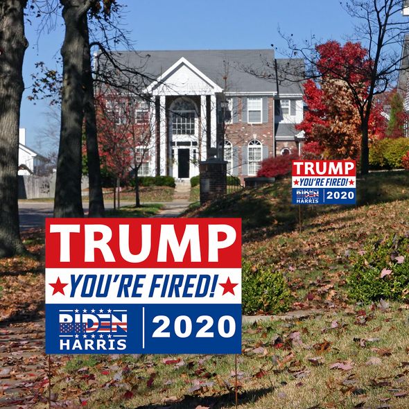 Joe Biden Harris for President Yard Sign 18x12", Trump You're Fired Political Campaign Election 2020 Lawn Sign with Metal Stakes, 2-Sided Print Corrugated Plastic Banner for Outdoors Patio Garden