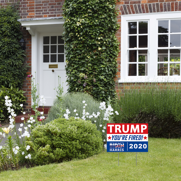 Joe Biden Harris for President Yard Sign 18x12", Trump You're Fired Political Campaign Election 2020 Lawn Sign with Metal Stakes, 2-Sided Print Corrugated Plastic Banner for Outdoors Patio Garden