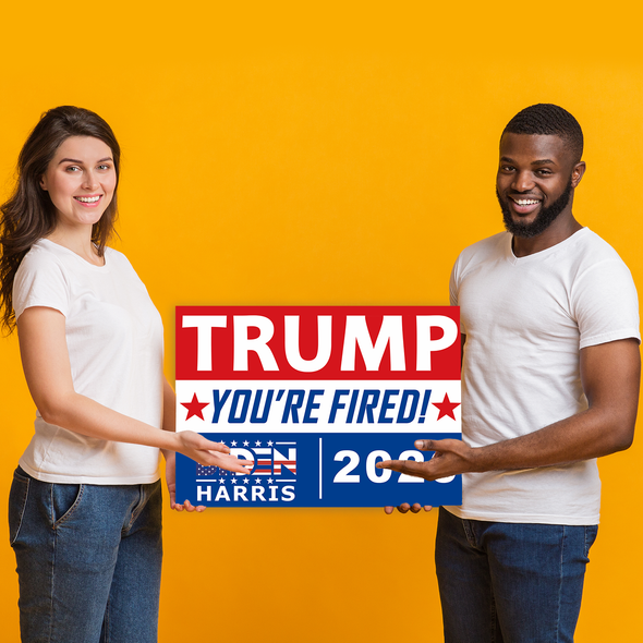 Joe Biden Harris for President Yard Sign 18x12", Trump You're Fired Political Campaign Election 2020 Lawn Sign with Metal Stakes, 2-Sided Print Corrugated Plastic Banner for Outdoors Patio Garden