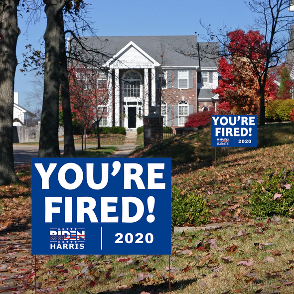 Joe Biden Harris for President 2020 Yard Sign 18x12", Trump You're Fired Political Campaign Election Blue Lawn Sign with Metal Stakes, 2-Sided Print Corrugated Plastic Banner for Outdoors Patio Garden