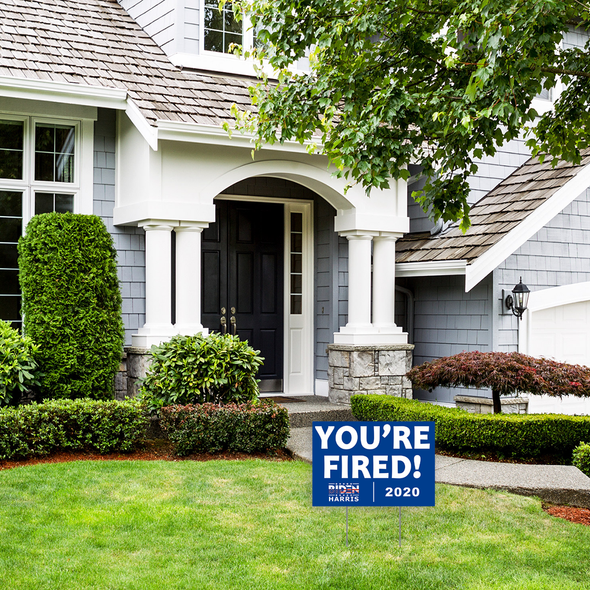 Joe Biden Harris for President 2020 Yard Sign 18x12", Trump You're Fired Political Campaign Election Blue Lawn Sign with Metal Stakes, 2-Sided Print Corrugated Plastic Banner for Outdoors Patio Garden